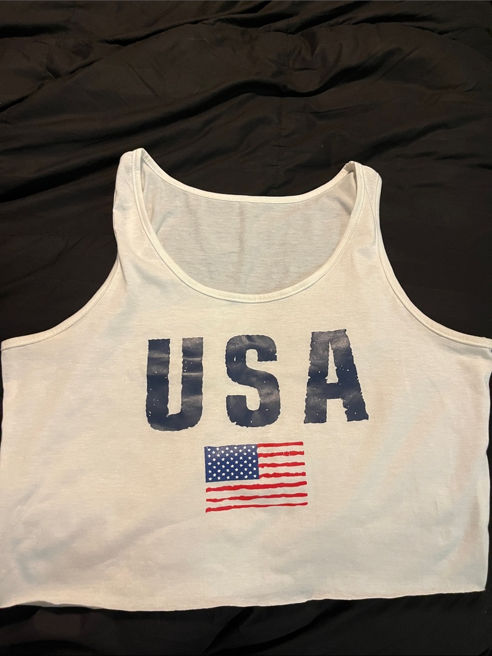 White USA Flag Scoop Neck Tank Top